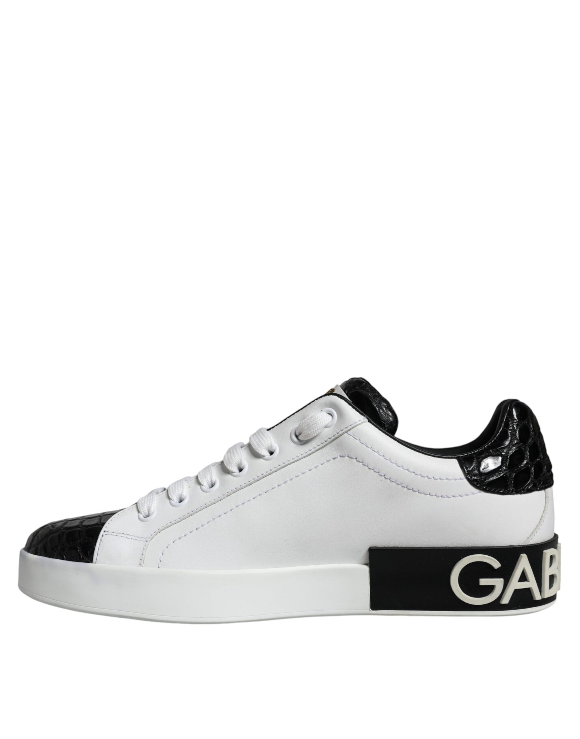 Black Leather Logo Portofino Sneaker Shoes