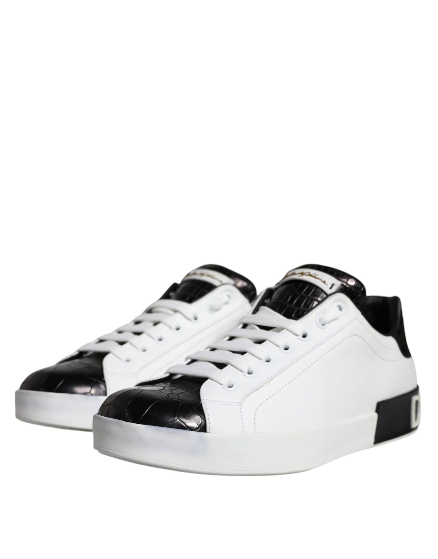 Black Leather Logo Portofino Sneaker Shoes