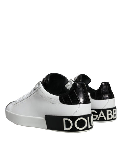 Black Leather Logo Portofino Sneaker Shoes