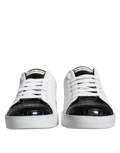 Black Leather Logo Portofino Sneaker Shoes