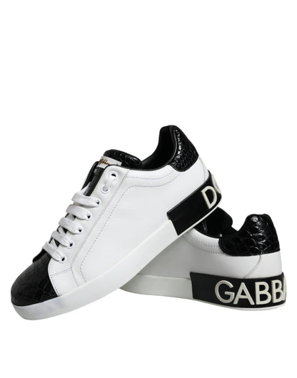 Black Leather Logo Portofino Sneaker Shoes