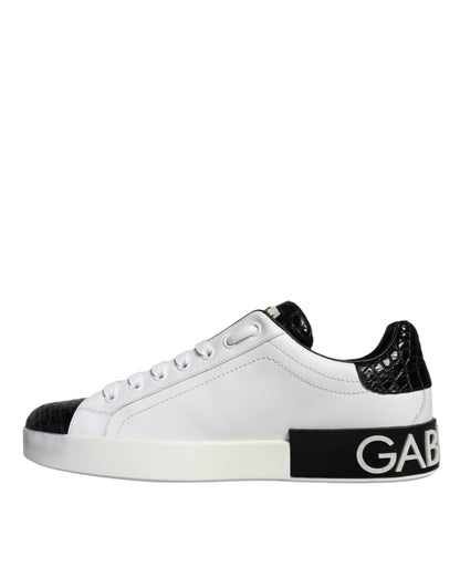 Black Leather Logo Portofino Sneaker Shoes