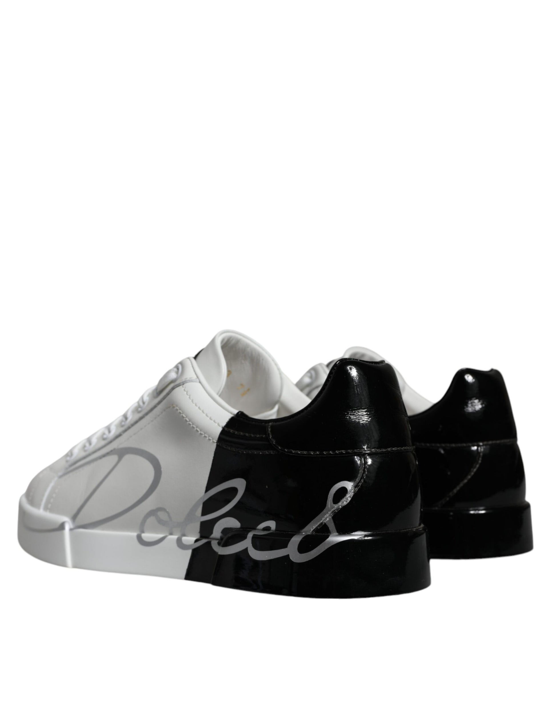 White Blue Leather Logo Low Top Sneakers Shoes