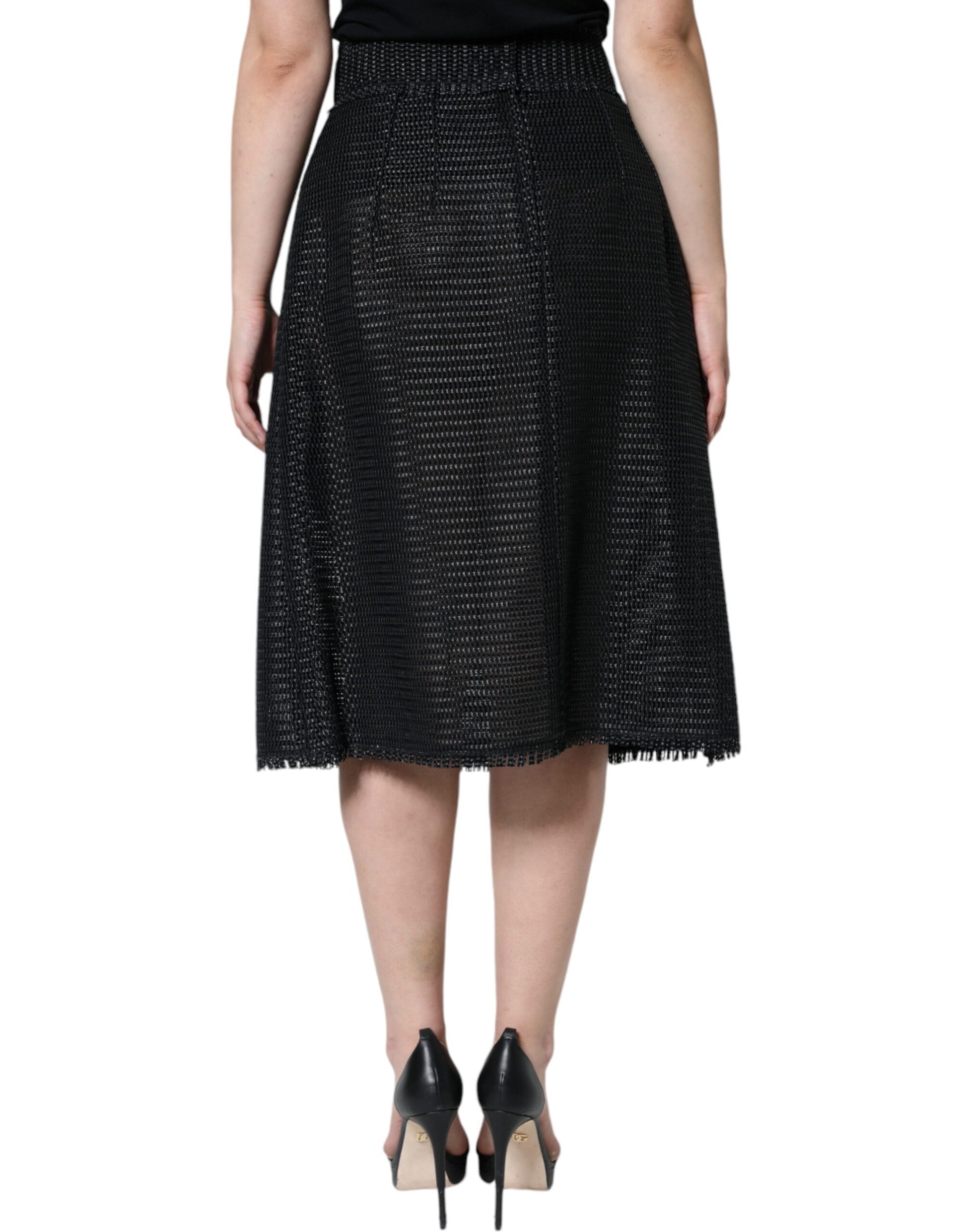 Black Viscose High Waist Pencil Cut Skirt