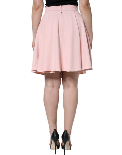 Pink Viscose High Waist A-line Mini Skirt