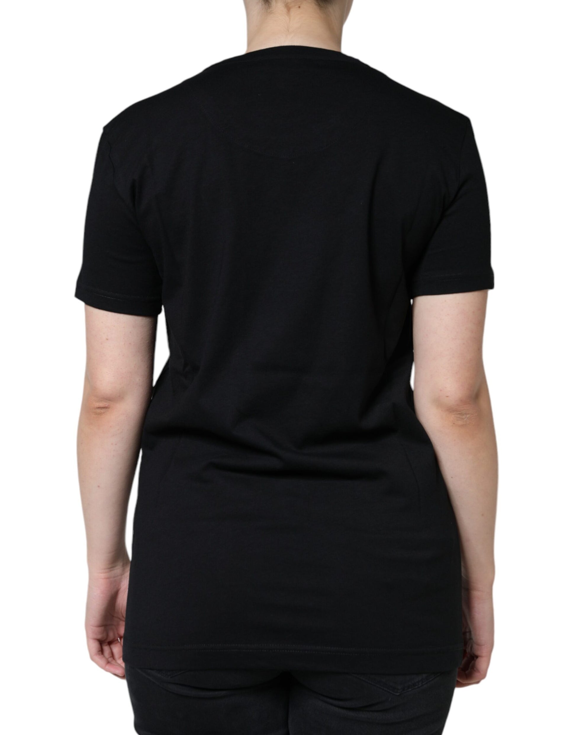 Black Cotton Crew Neck Short Sleeve T-shirt