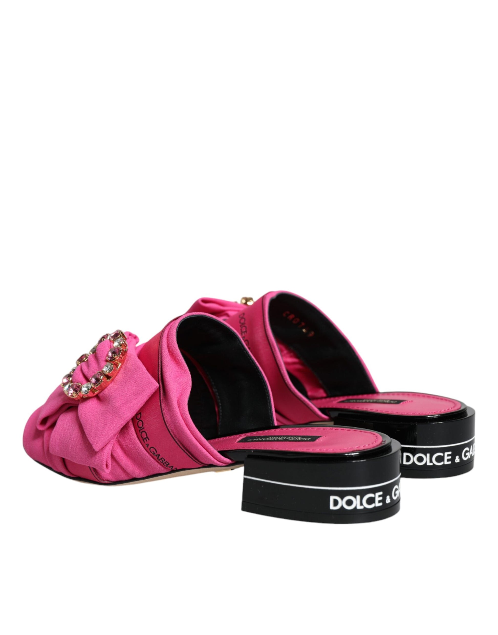 Pink Black Crystal Slides Sandals Shoes