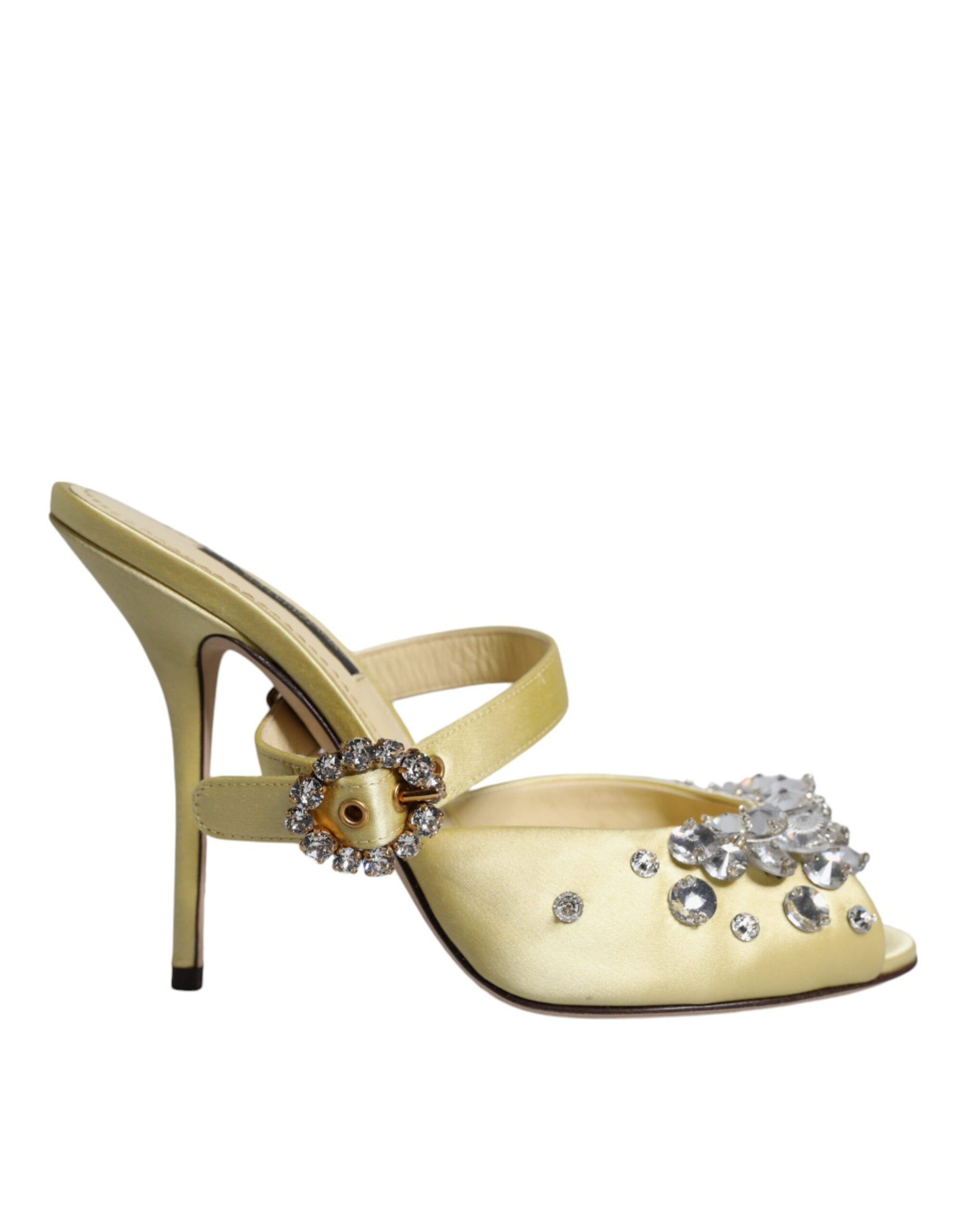 Yellow Crystal Slides Heels Sandals Shoes