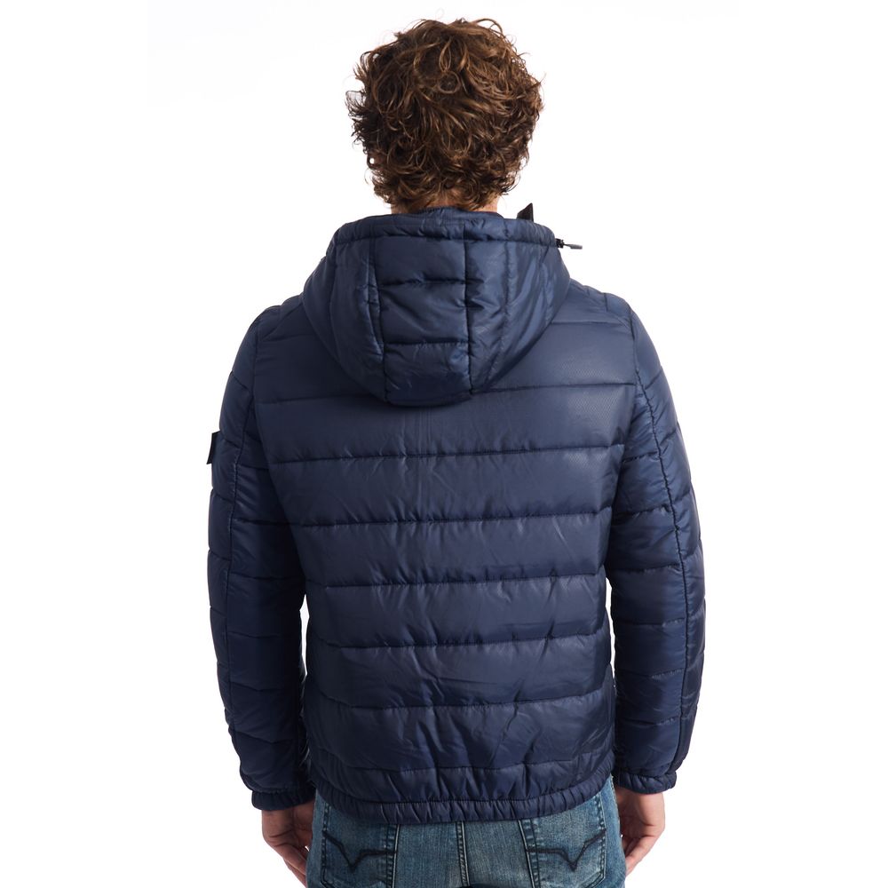 Blue Polyester Men Jacket