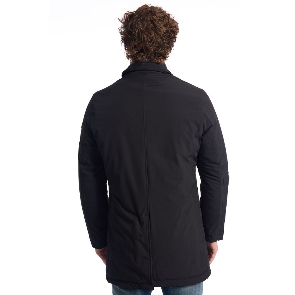 Black Polyester Men Jacket