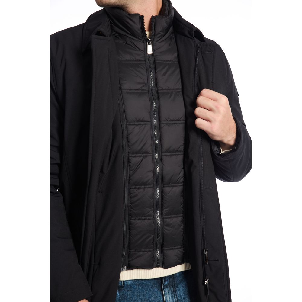 Black Polyester Men Jacket