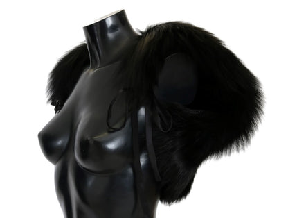 Elegant Black Silver Fox Fur Scarf