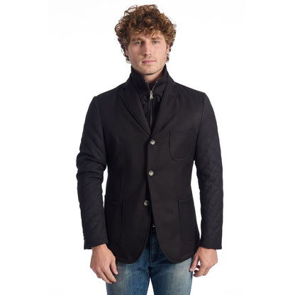 Black Viscose Men Jacket