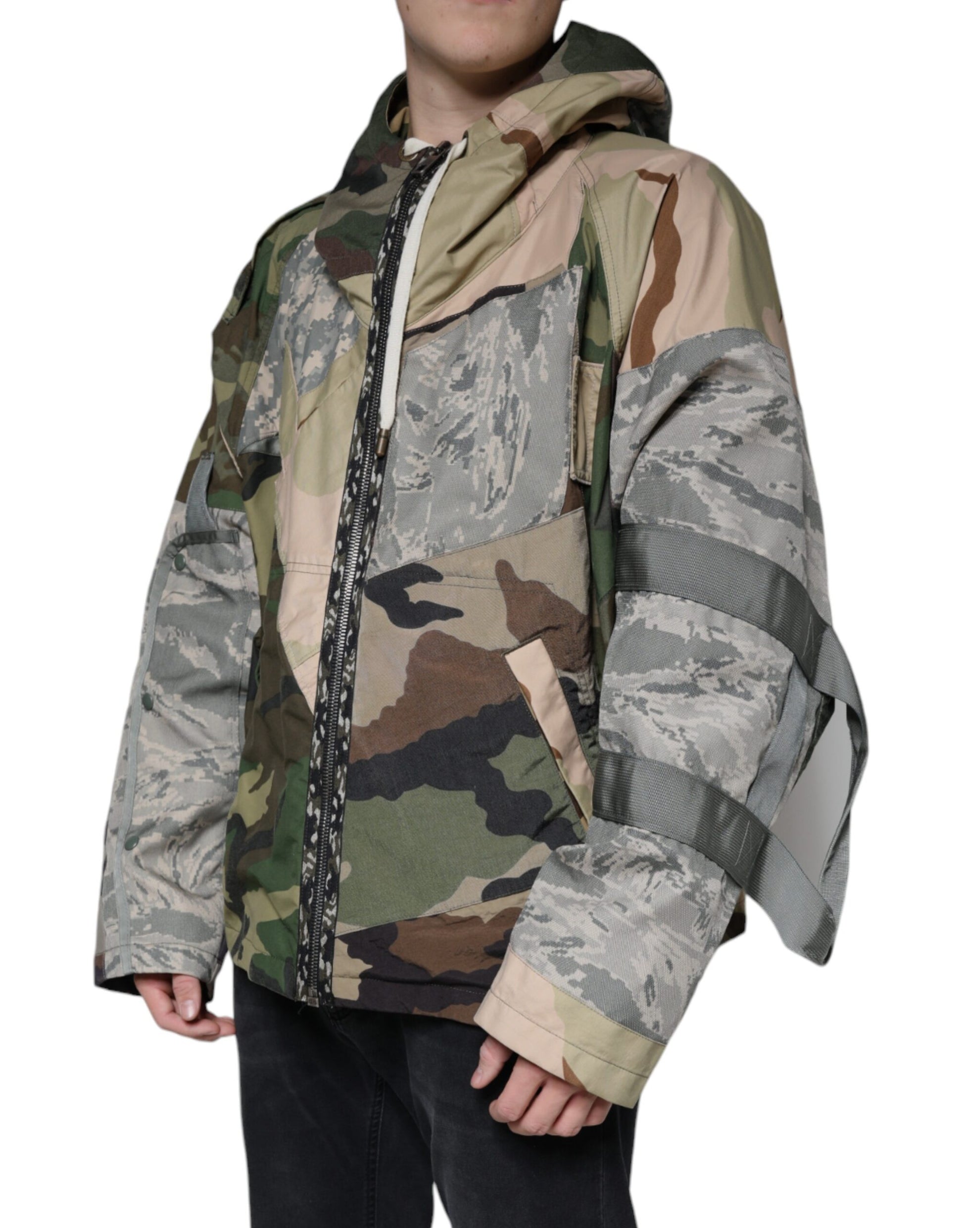 Multicolor Camouflage Full Zip Hooded Jacket