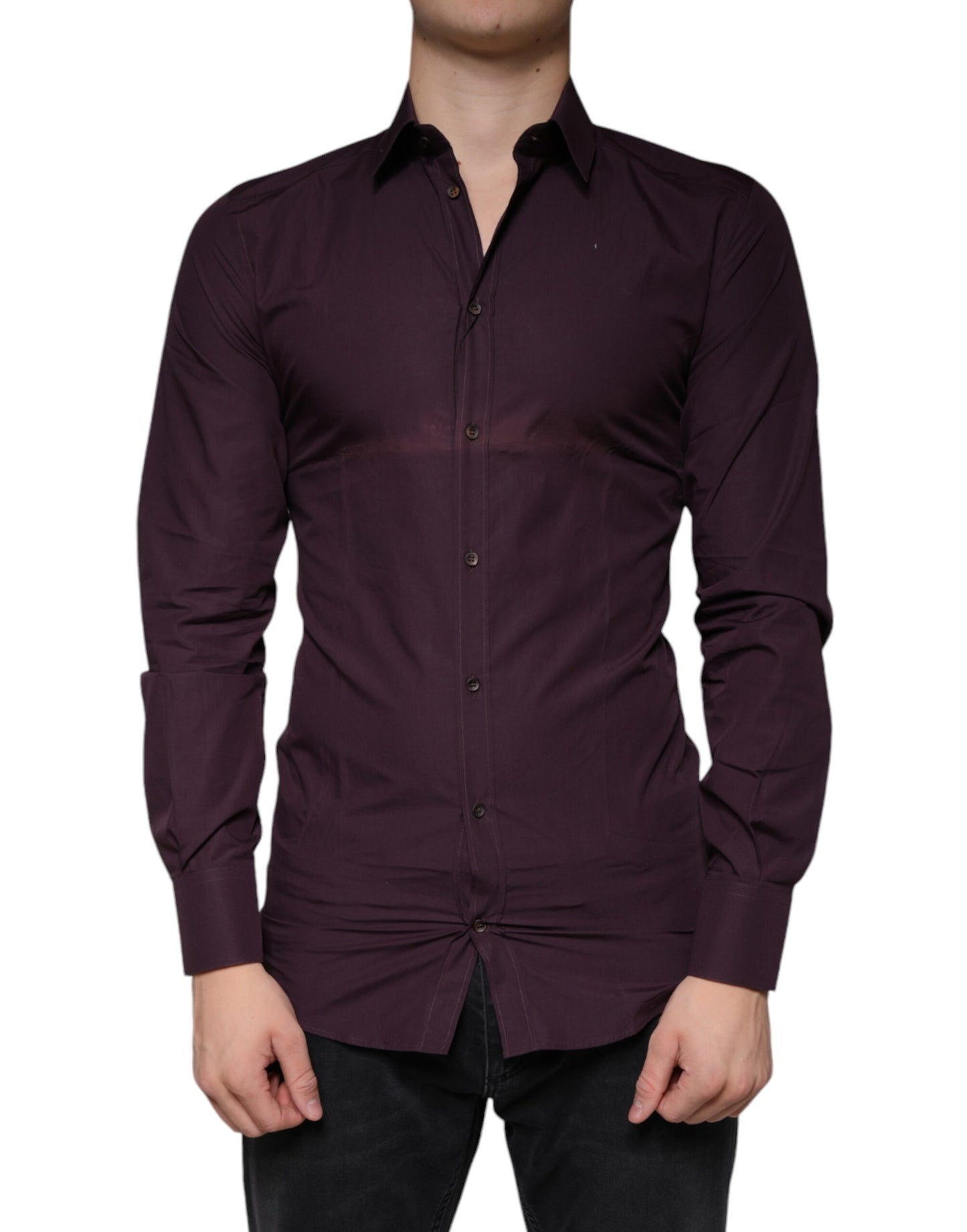 Dark Violet Cotton Dress GOLD Men Formal Shirt