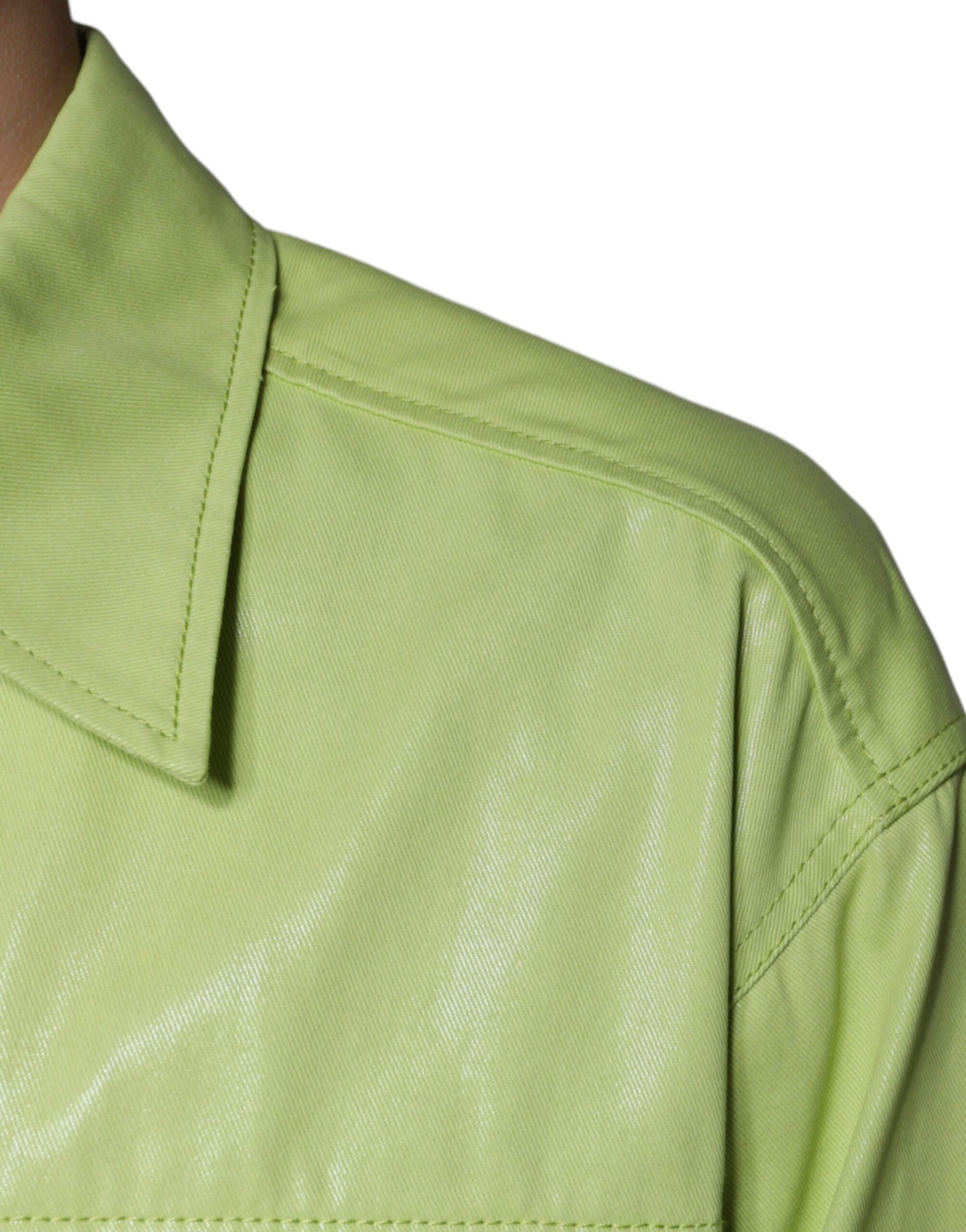 Green Cotton Collared Men Button Down Shirt