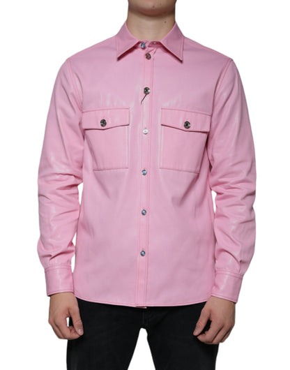 Pink Cotton Collared Button Down Shirt