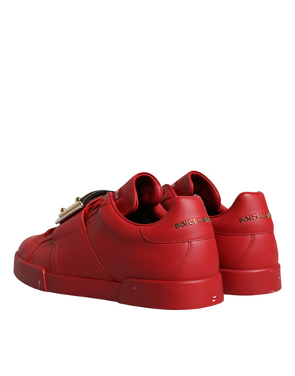 Red Leather Low Top Portofino Sneakers Shoes