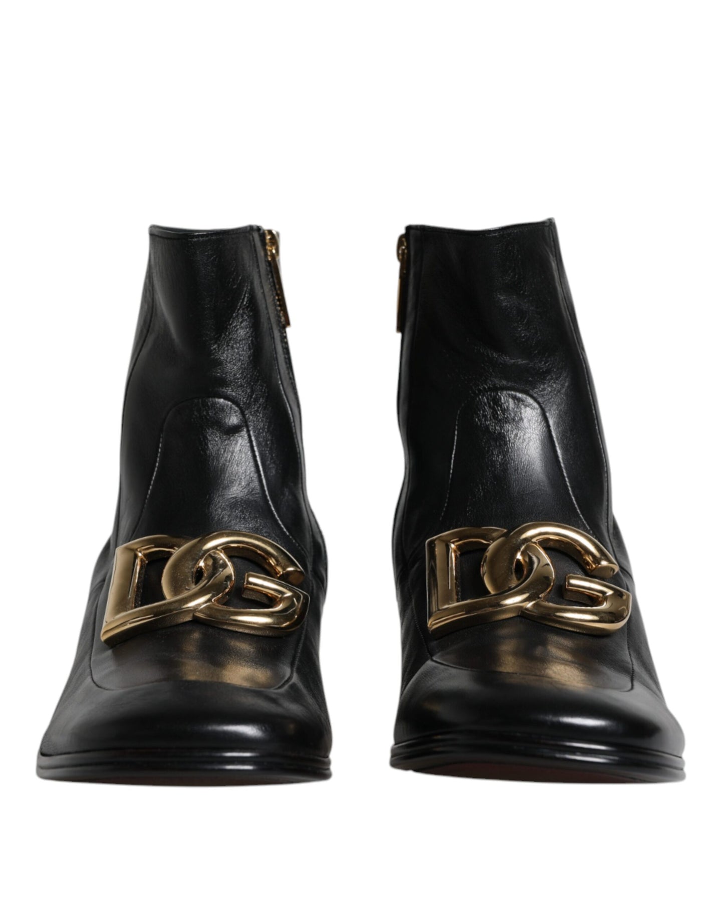 Black Nappa Leather Logo Ankle Boots Shoes