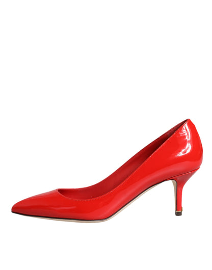 Red Patent Leather Kitten Heels Pumps Shoes