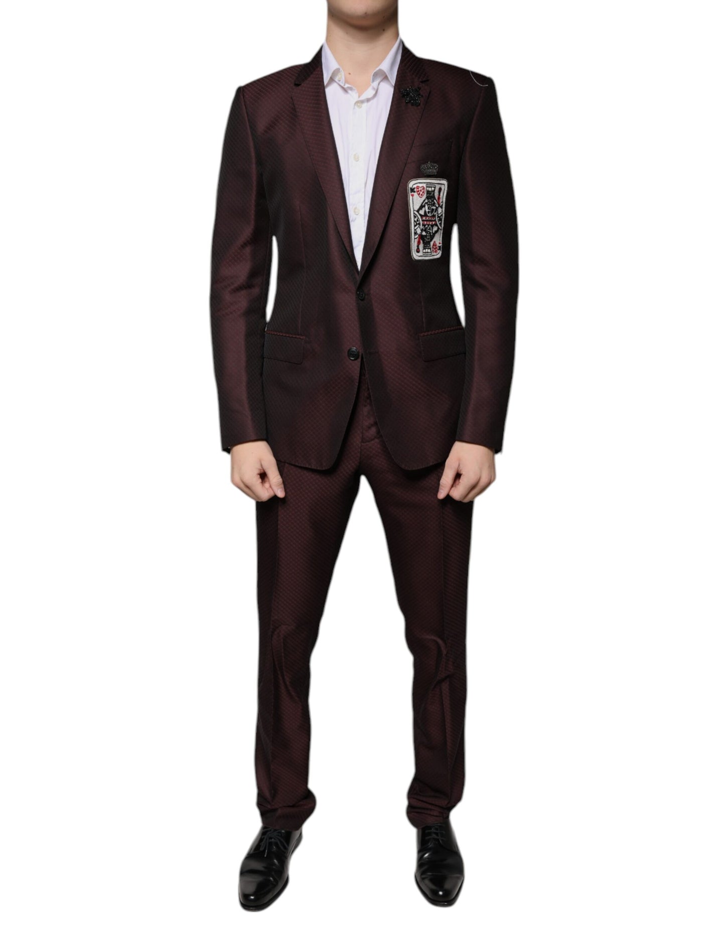 Maroon Deck Card Crown 2 Piece Formal Suit