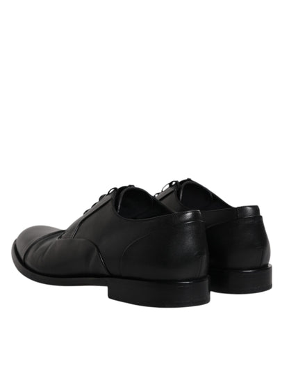 Black Leather Lace Up Men Derby Formal Shoes