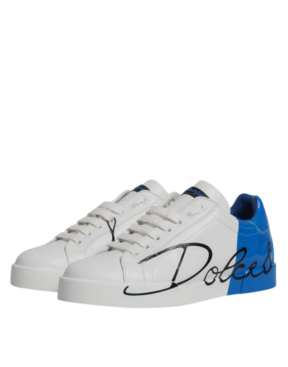 White Blue Portofino Low Top Sneakers Shoes