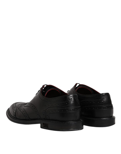 Black Leather Derby Wingtip Formal Shoes