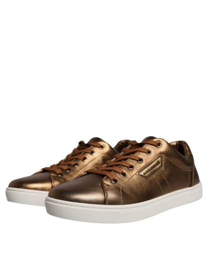 Gold Leather Logo London Men Sneaker Shoes