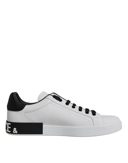 White Leather Logo Portofino Sneakers Shoes