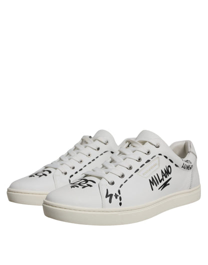 White Leather Milano Low Top Sneakers Shoes