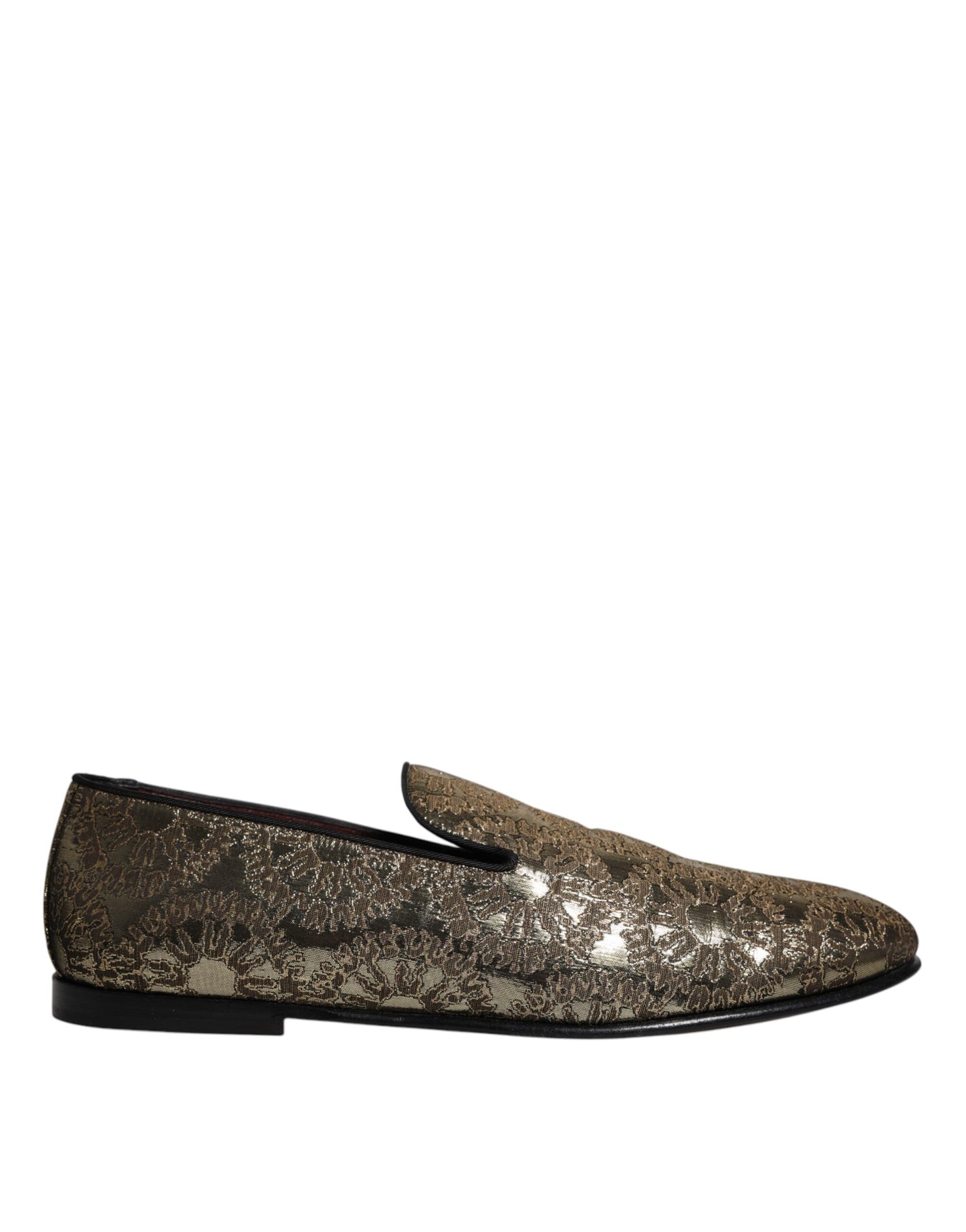 Gold Jacquard Flats Men Loafers Dress Shoes