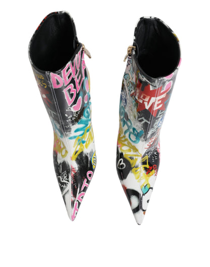 Multicolor Graffiti Keira Mid Calf Boots Shoes