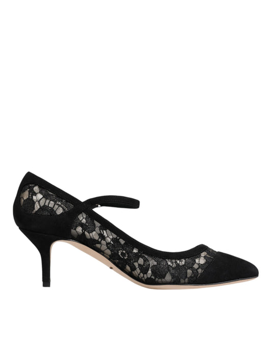 Black Mary Jane Taormina Lace Pumps Shoes