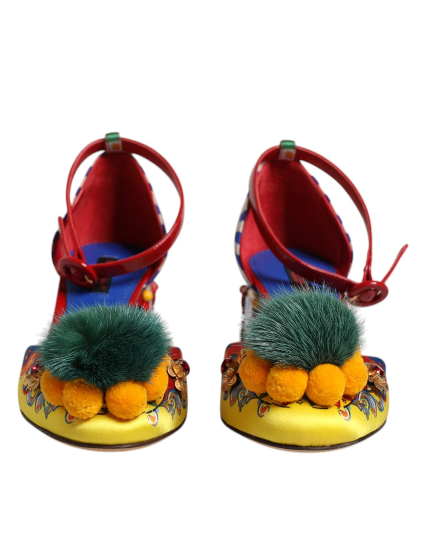 Multicolor Carretto Crystal Fur Sandals Shoes