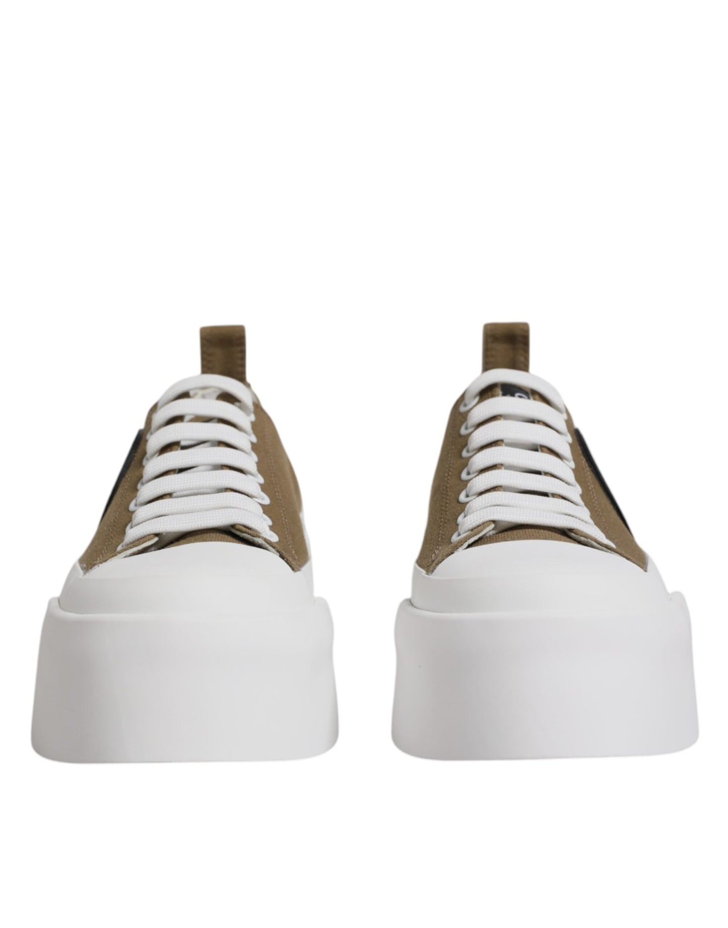 Brown White Canvas Logo Low Top Sneakers Shoes