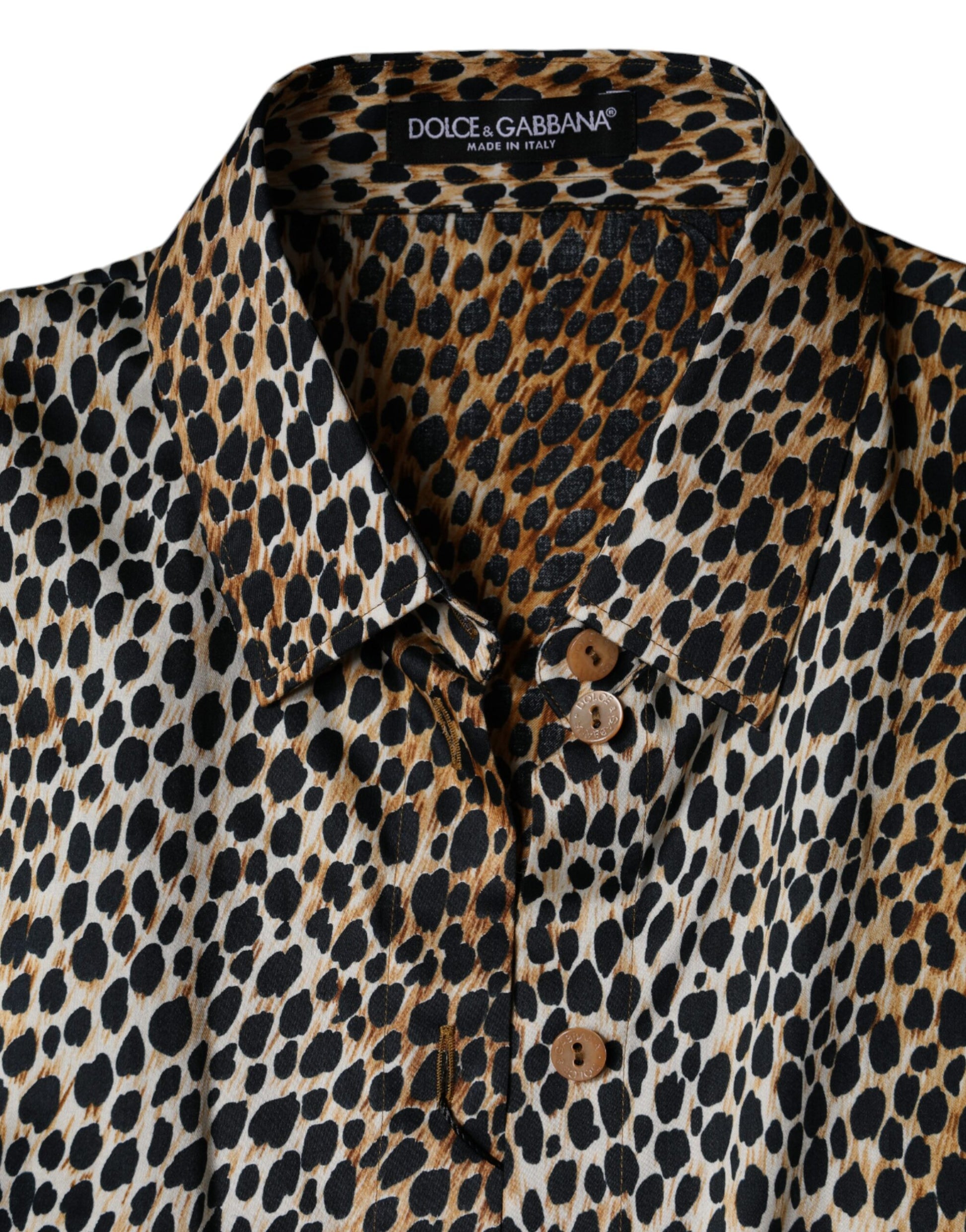 Brown Leopard Print Short Sleeves Blouse Top