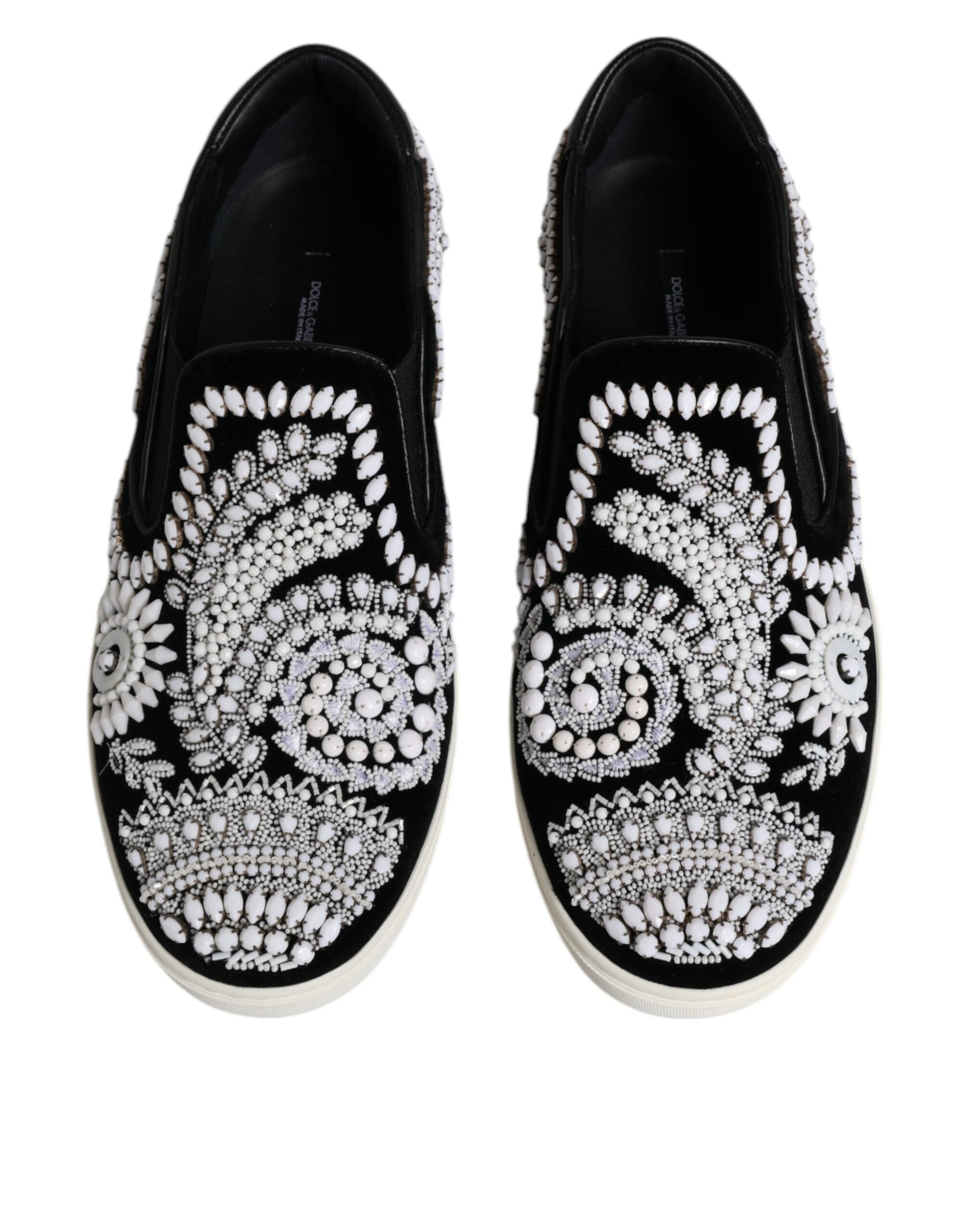 Black Embellished London Men Slip On Shoes