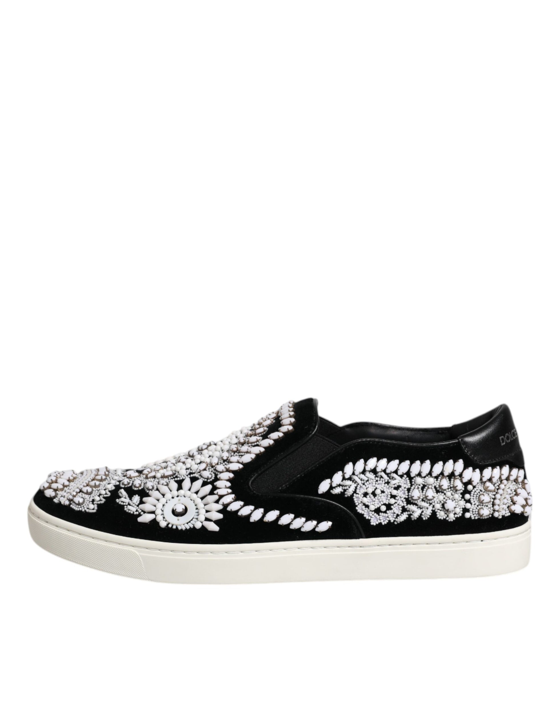 Black Embellished London Men Slip On Shoes