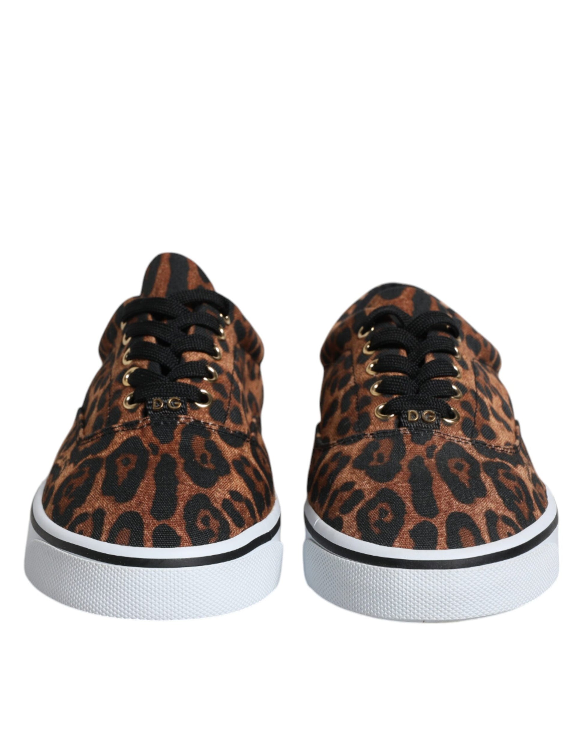 Brown Leopard Logo Print Cotton Sneakers Shoes