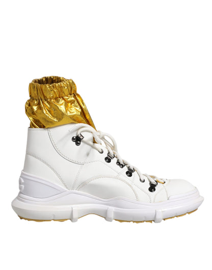 White Nylon Galileo High Top Sneakers Shoes