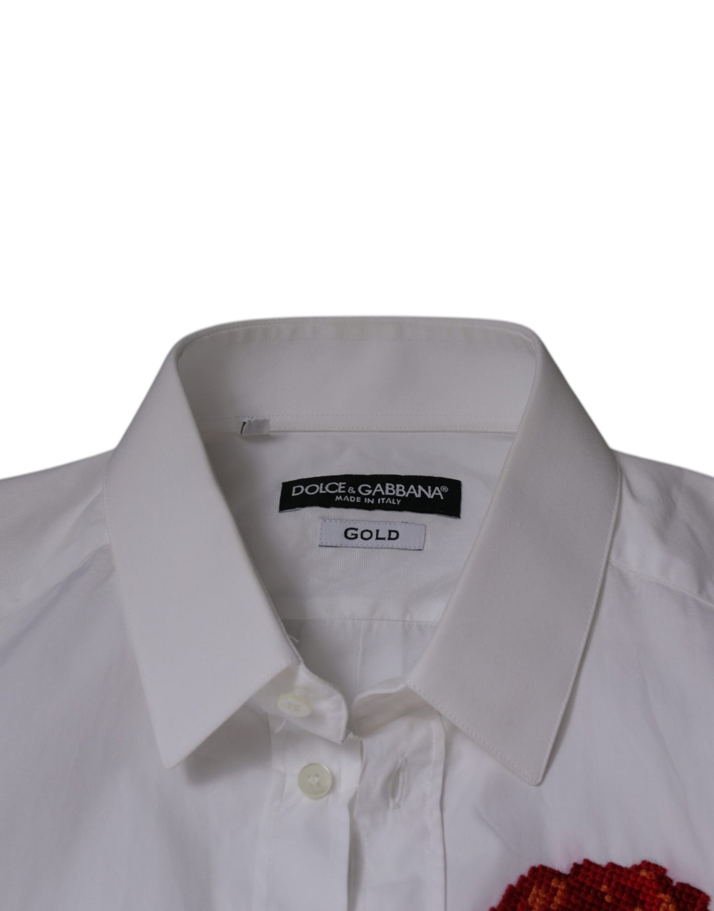 White Floral Embroidery GOLD Men Dress Shirt