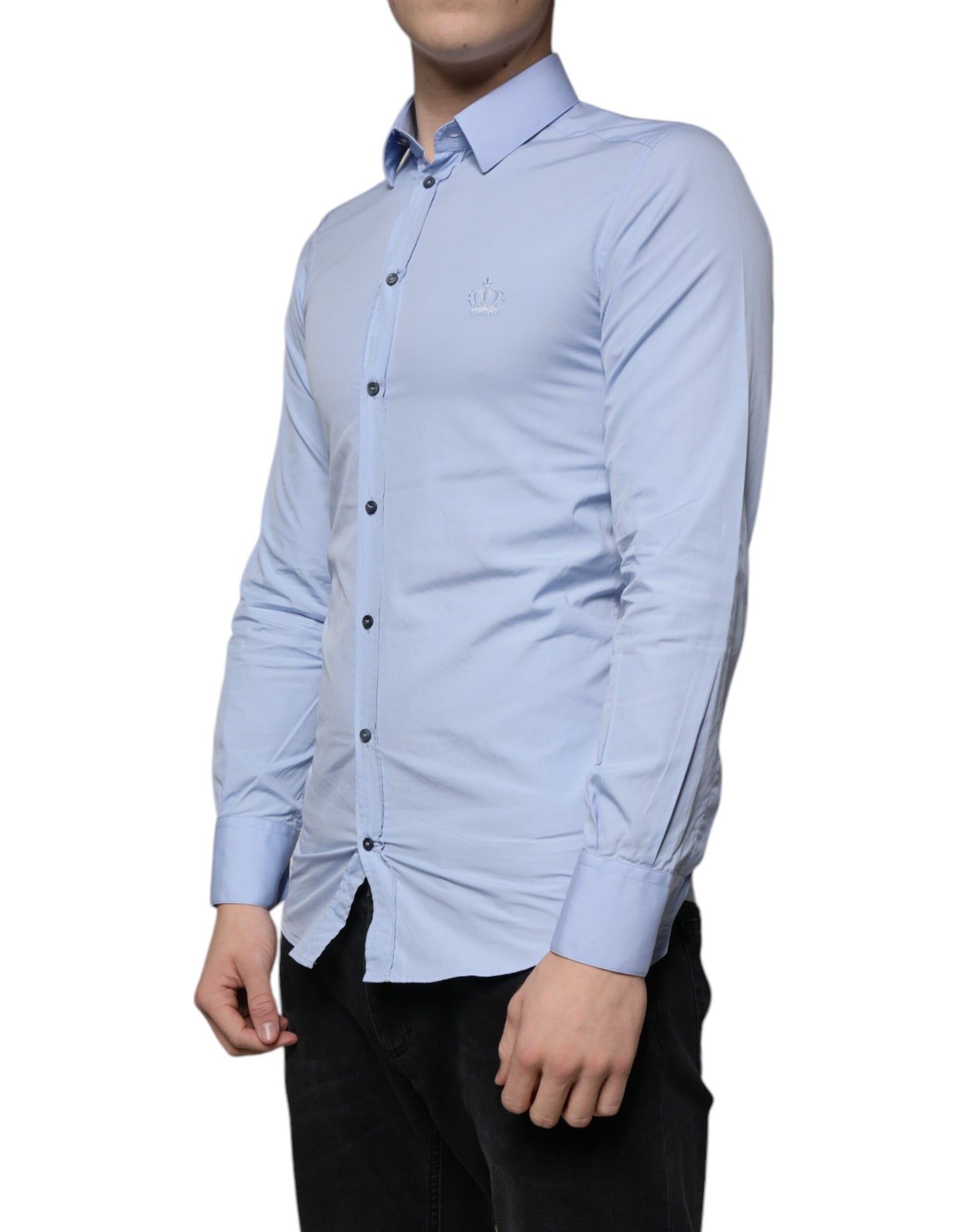 Light Blue Cotton Slim Fit GOLD Dress Shirt