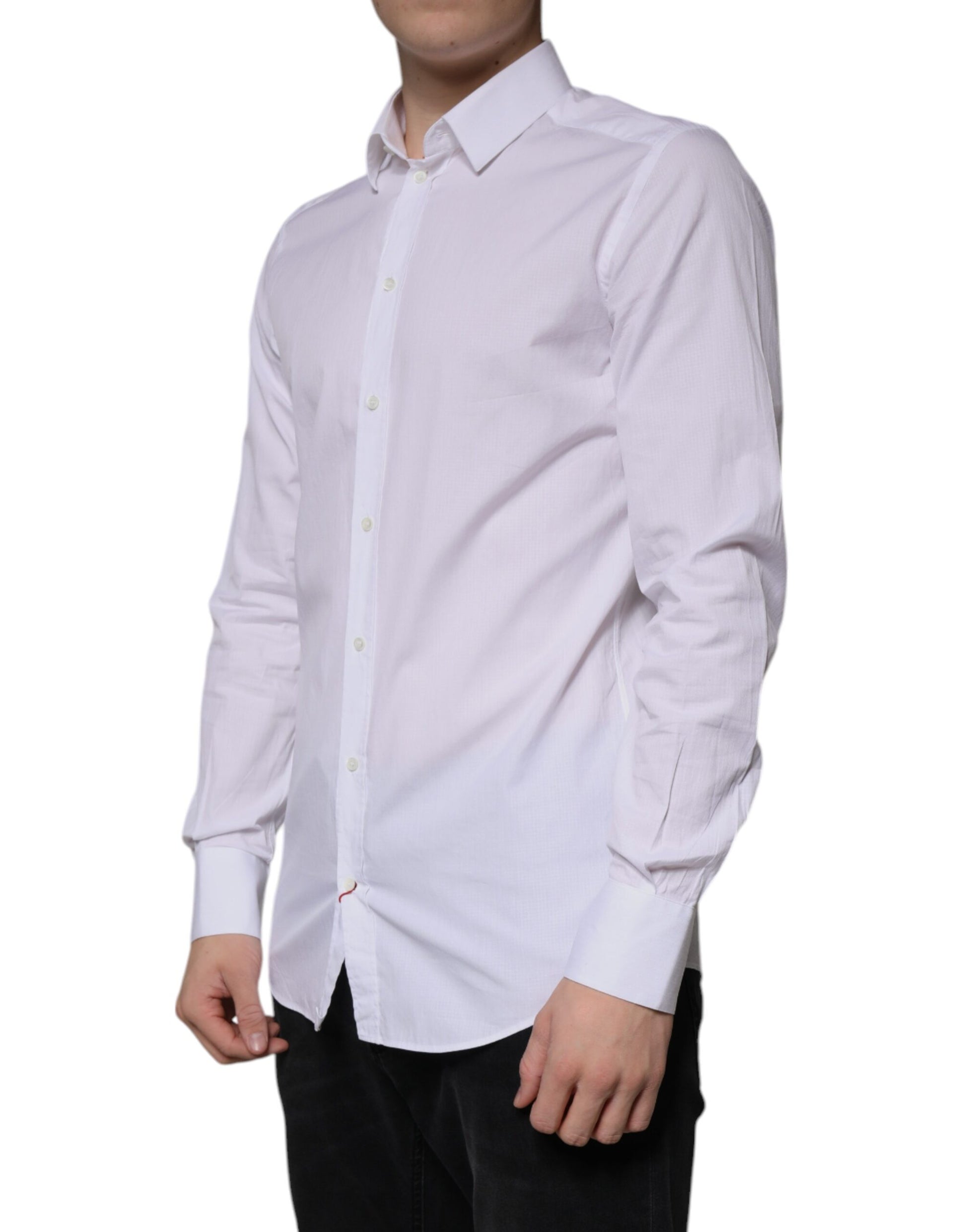 White Cotton Long Sleeve GOLD Dress Shirt