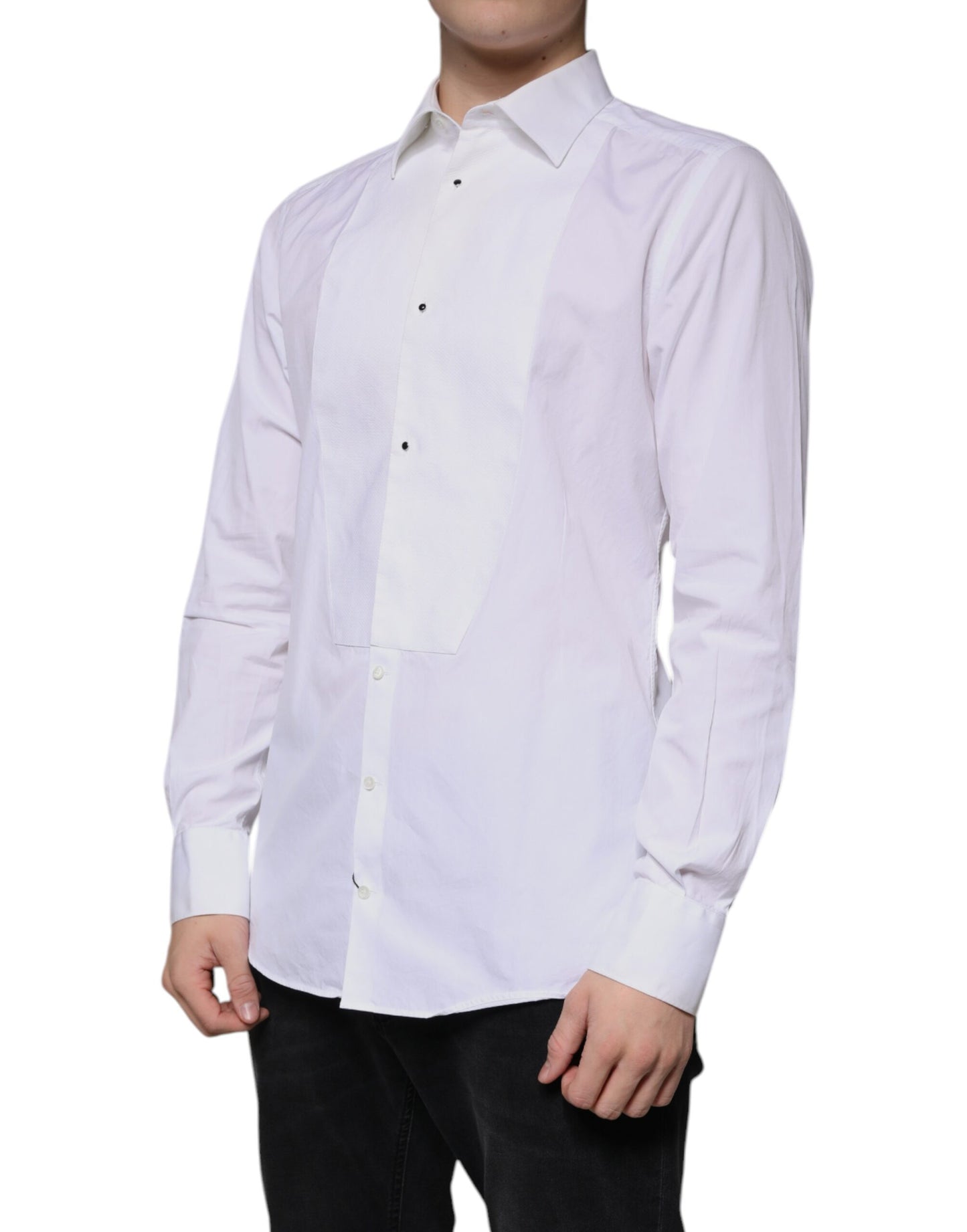 White Bib Cotton Poplin GOLD Men Formal Shirt