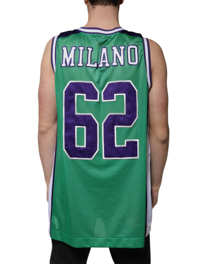 Green Polyester Jersey Sleeveless T-shirt