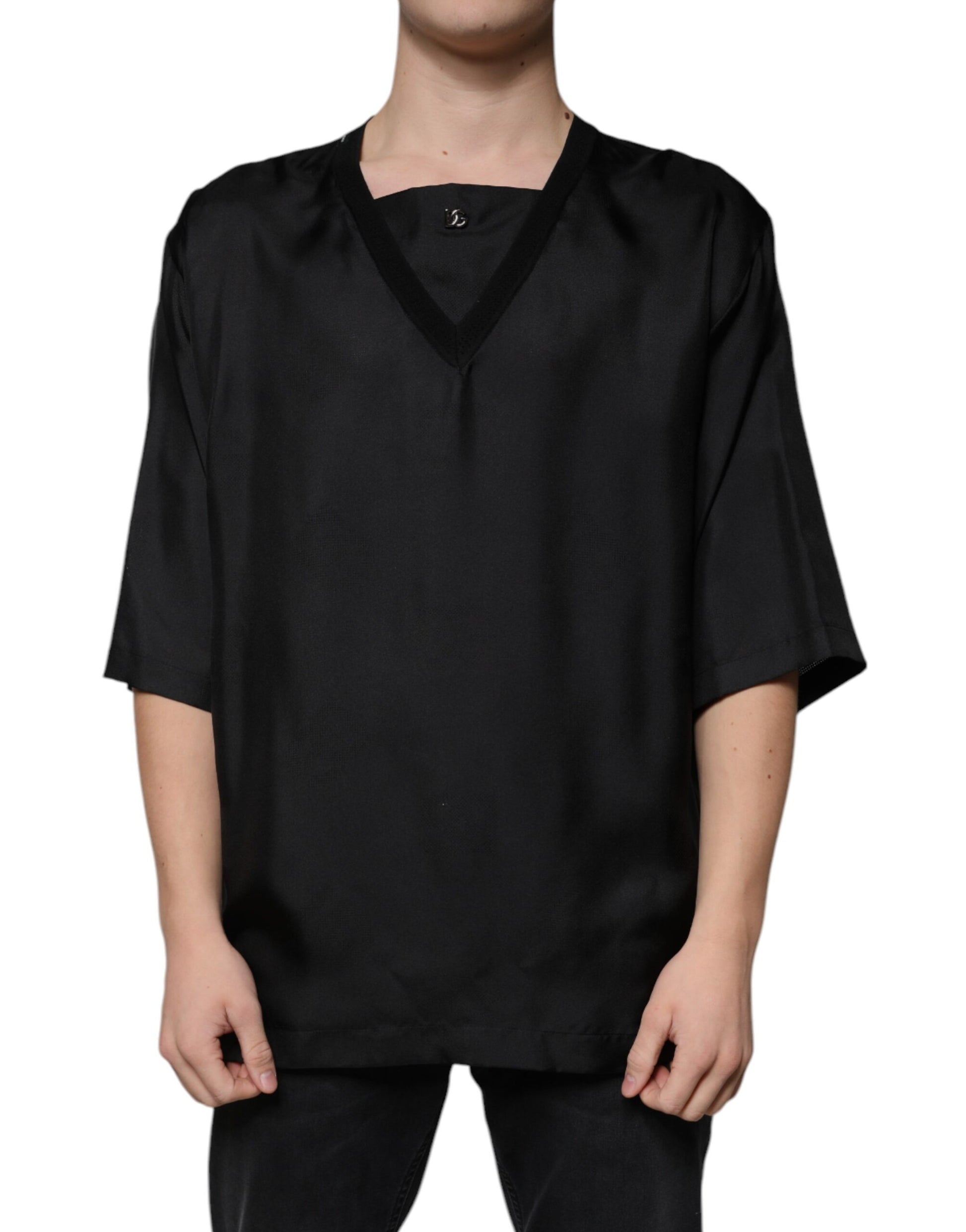 Black Cotton Square Neck Short Sleeve T-shirt