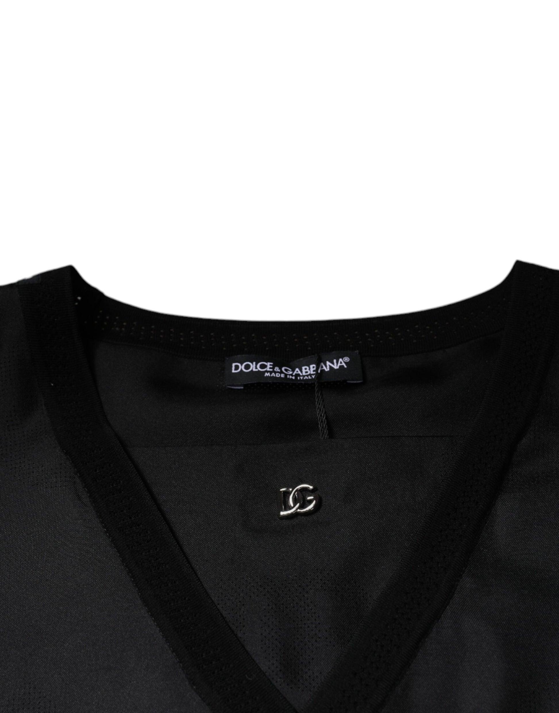 Black Cotton Square Neck Short Sleeve T-shirt