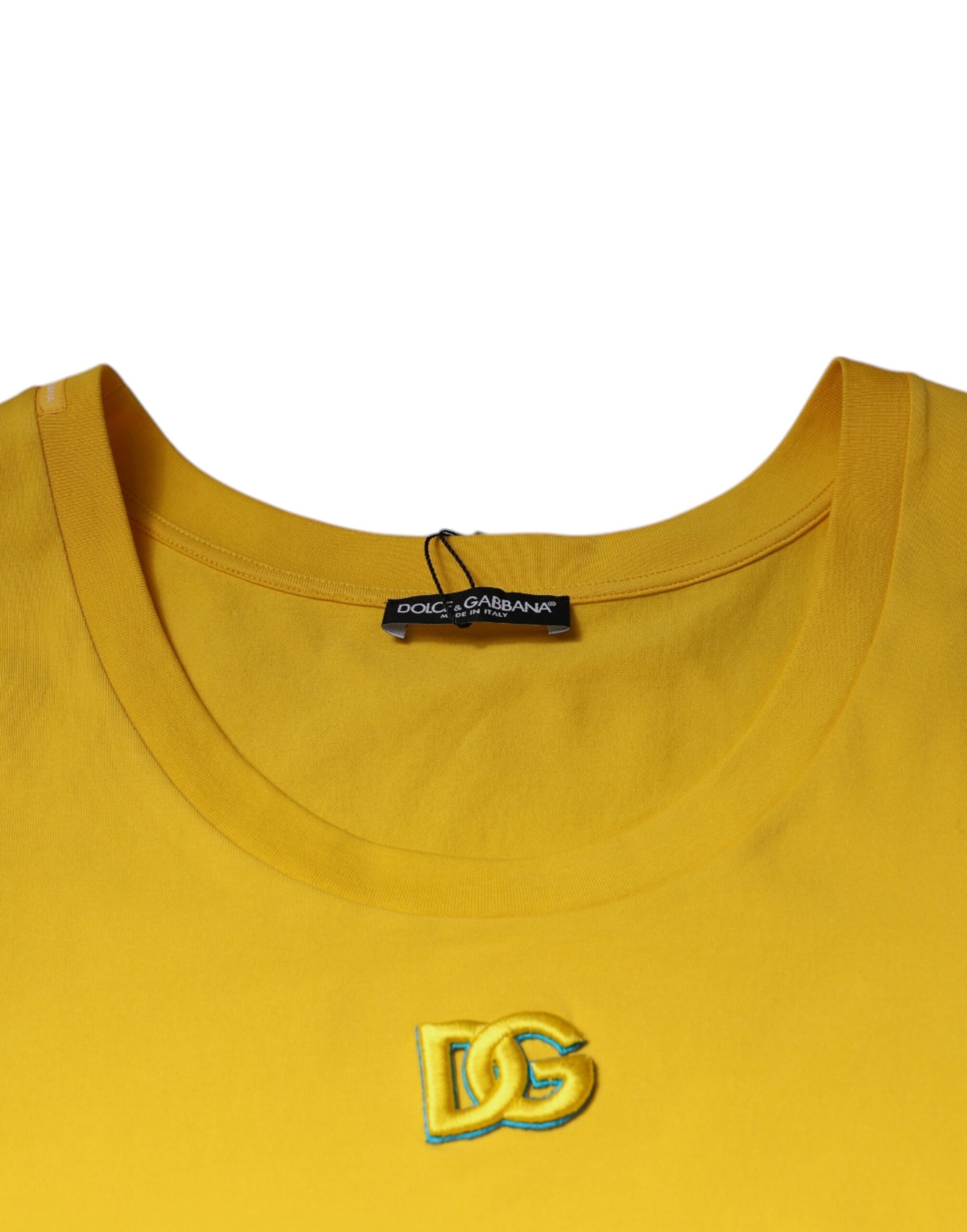 Yellow Cotton Round Neck Sleeveless T-shirt