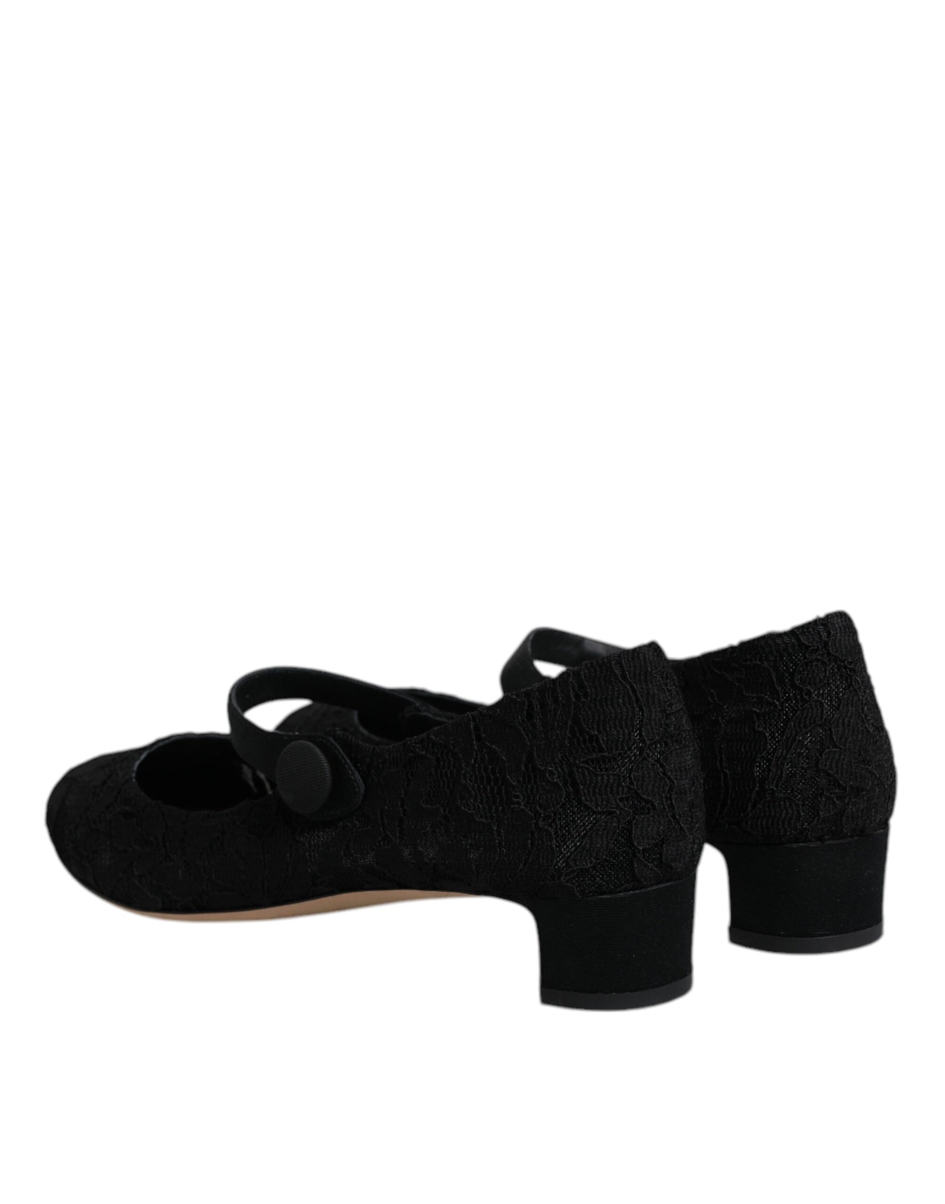 Black Mary Jane Taormina Lace Pumps Shoes